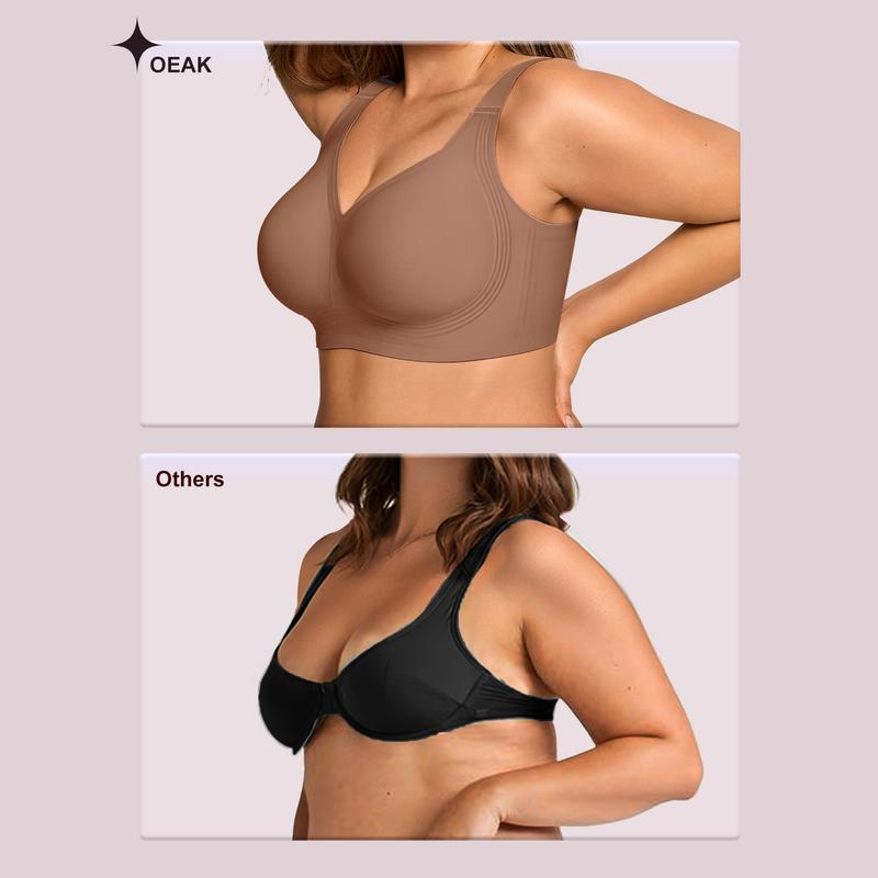 OEAK Women Wirefree Bras for Women Full Coverage No Underwire Everyday Bras Comfortable Wireless Padded Bras