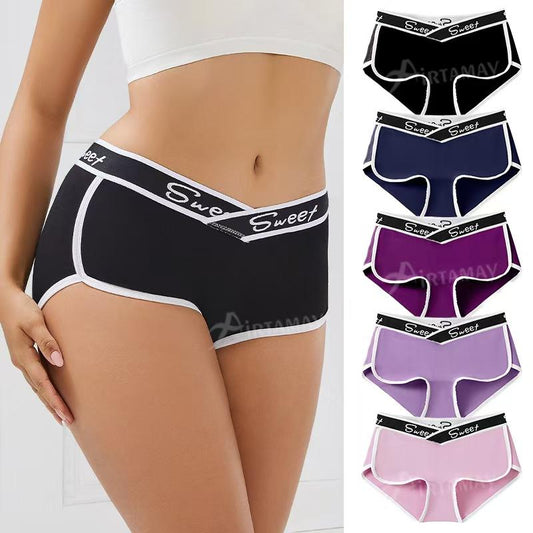 Five-piece set of elegant women's underwear. Made of polyamide knitted fabric, in solid color, featuring a mid-rise waist design. These underwear pieces have high support Soft Womenswear