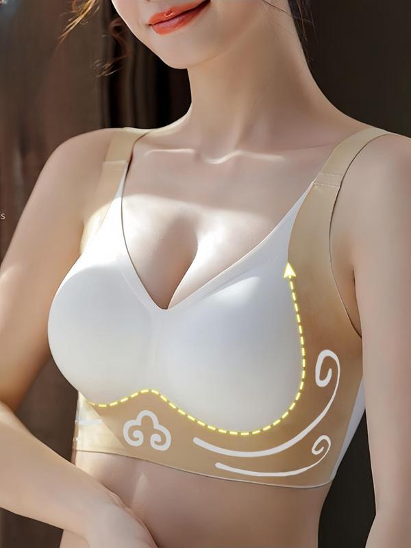 3-Piece Set of Luxurious Anti-Gravity Push-Up Bras -Comfortable,Non-Scarring, Underwire-Free, Gathering,and Closing Design for a Perfect Fit -Ideal for Everyday Wear Nylon Spandex Womenswear Bralette Casual Crochet Knitted Underwear Geometric