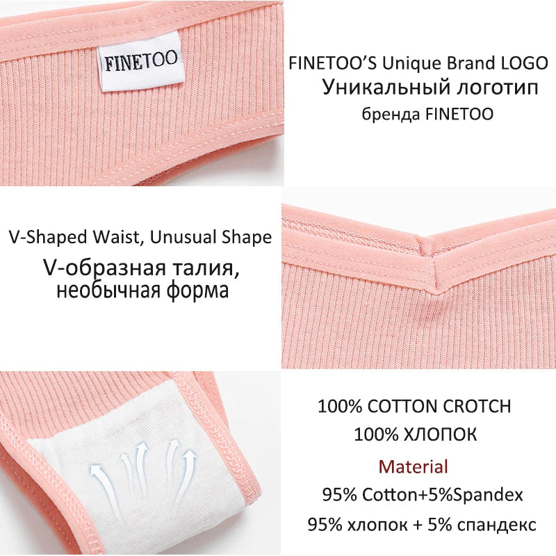 FINETOO 3/5Pcs Cotton Brazilian Panties Women's Panties Sexy V Waist T-Back Underwear Female Soft Underpants Lady Bikini Lingeri