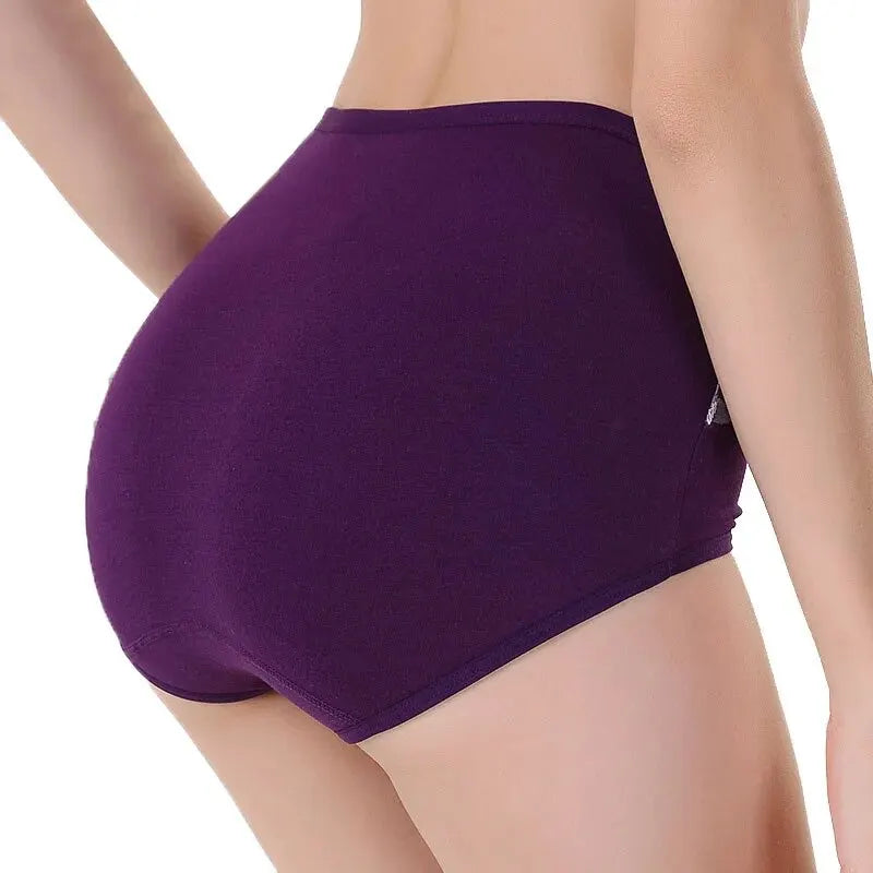 3Pcs/Lot High Waist Panties for Women Cotton Plus Size Underwear Female Print Flower Briefs Ladies Shapers Soft Sexy Lingeries