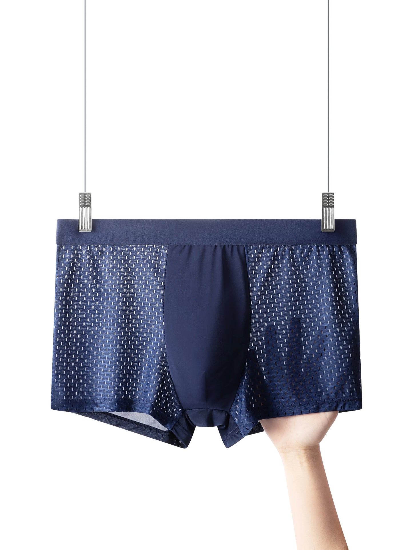 4 pairs of men's underwear ice silk half mesh summer burst four corner underpants sports mesh breathable boxer shorts