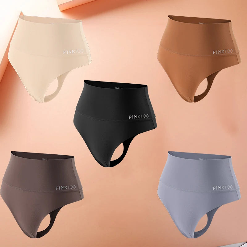 5Pcs Bodyshaper High Waist Seamless Thong Panties Underwear Anti-bacteria G-String Female Intimates Lingerie Shapewear Panties