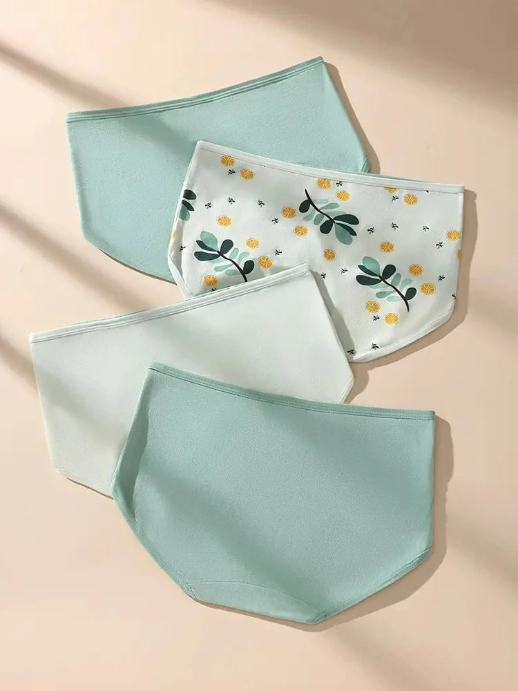 4Pcs High Waist Cotton Women Panties Breathable Underwear Fashion Print Pantys Girls Briefs Body Slim Plus Size Female Lingerie