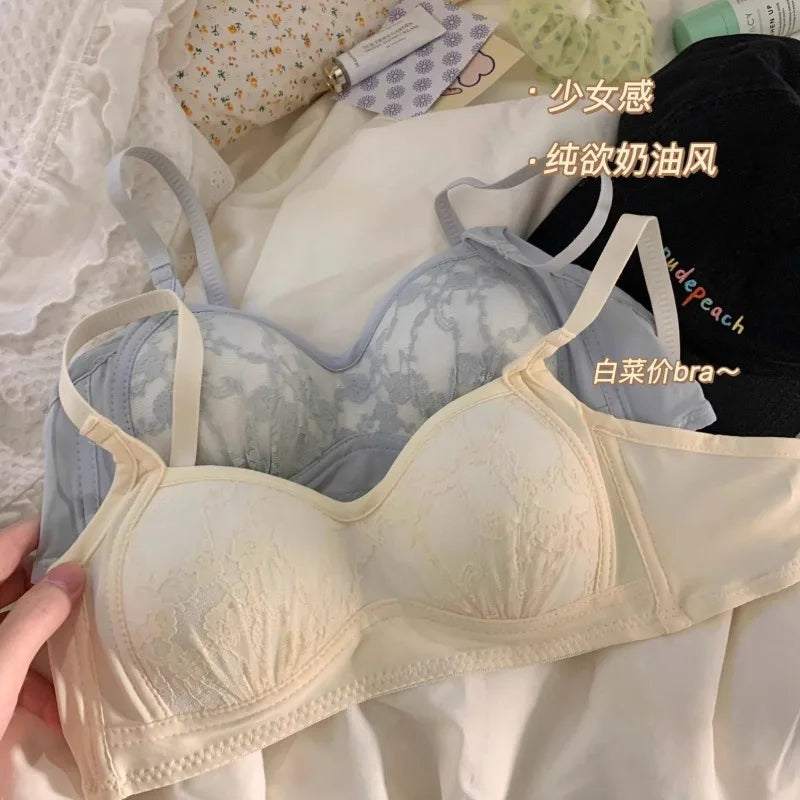 Sweet Japanese Bralette Set for Small Bust Wireless Comfort Bra Lightweight Cups Breathable Teen Lingerie Set AU Sizes MOYISU AB