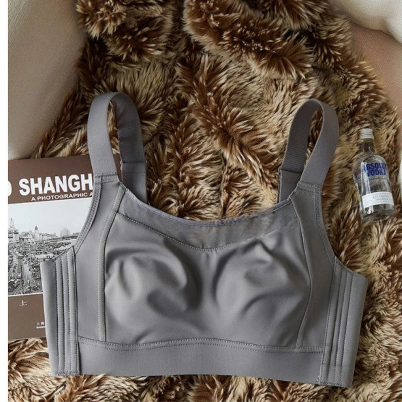 White Full Cup Minimizer Bra Seamless Side Control Anti-Sag Summer Ultra Thin Strapless Sport Everyday Bra for Women
