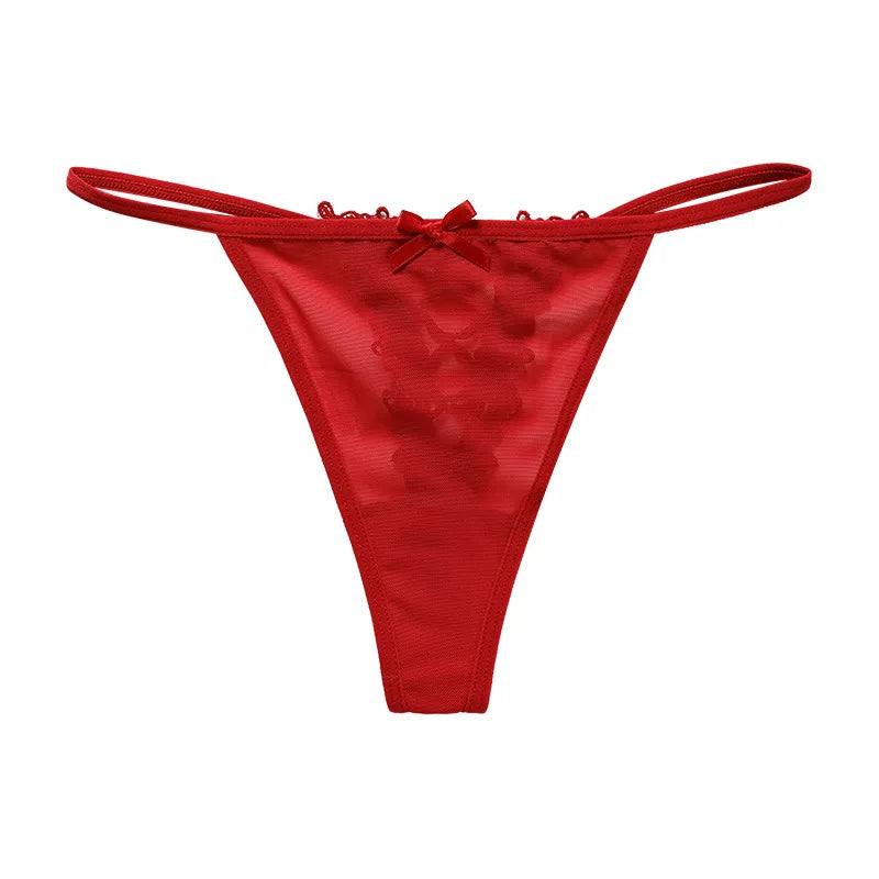 Sexy Girls G String Lace Panties Women Briefs Hollow Out Transparent Thong Underwear Female Thin Low Waist Lingerie Size S-XL