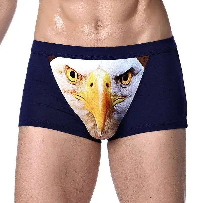 Boxer Men Underpants Modal Men's Wolf Panties Cartoon Animal Funny Boxers U Pouch Bulge Underwear Men  Lingerie Gift