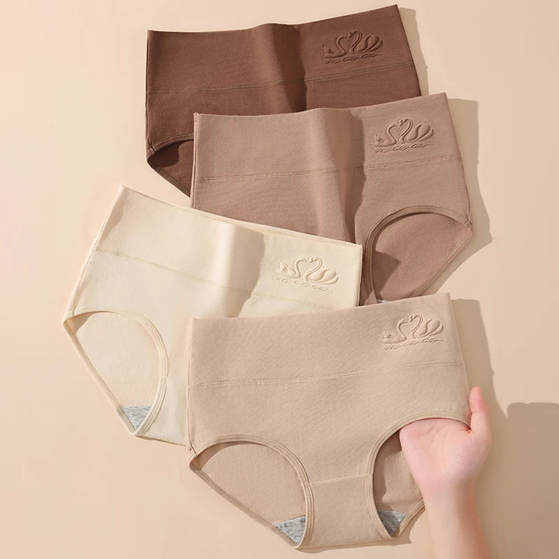 Plus Size 4Pcs High Waist Women‘s Panties Body Shaper Underwear Breathable Cotton Briefs Grils Panty Sexy Slim Female Lingerie