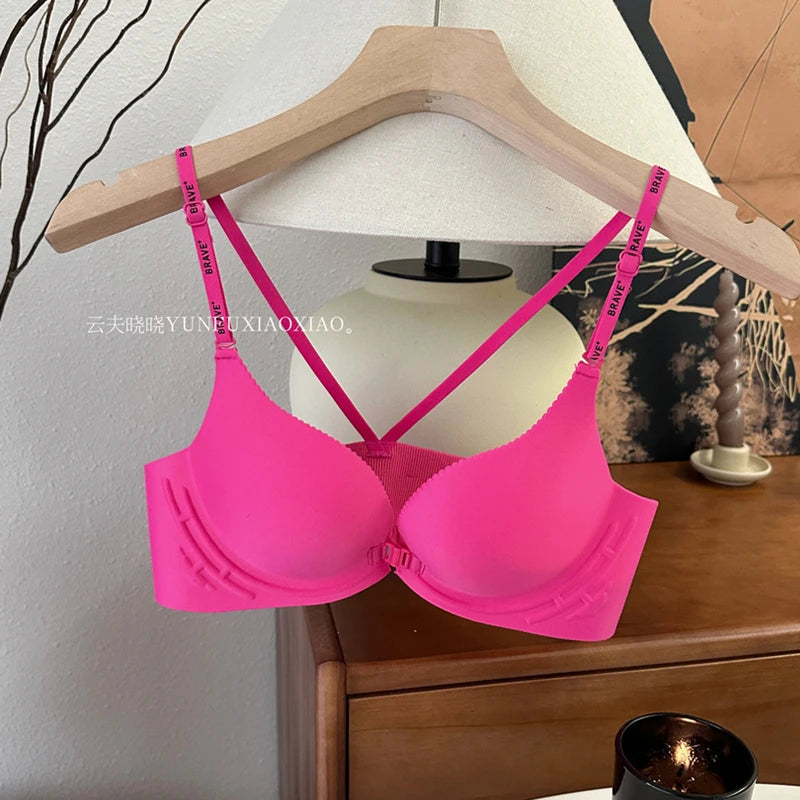 Front-Closure Backless Lingerie Set with Small-Bust Gathering, Anti-Sagging, Uplifting, Comfortable, And Wire-Free Bra Set.