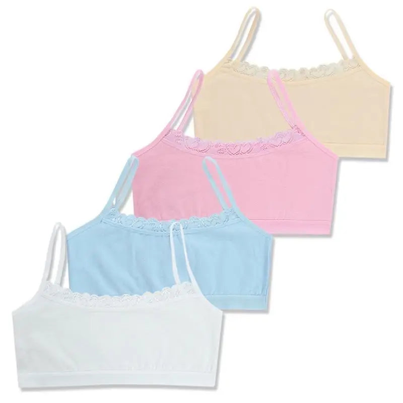 4PC Teen Bra Girl Vest Cotton Spandex Big Girl's Sport 8-14 Years Adolescente Kids Underwear