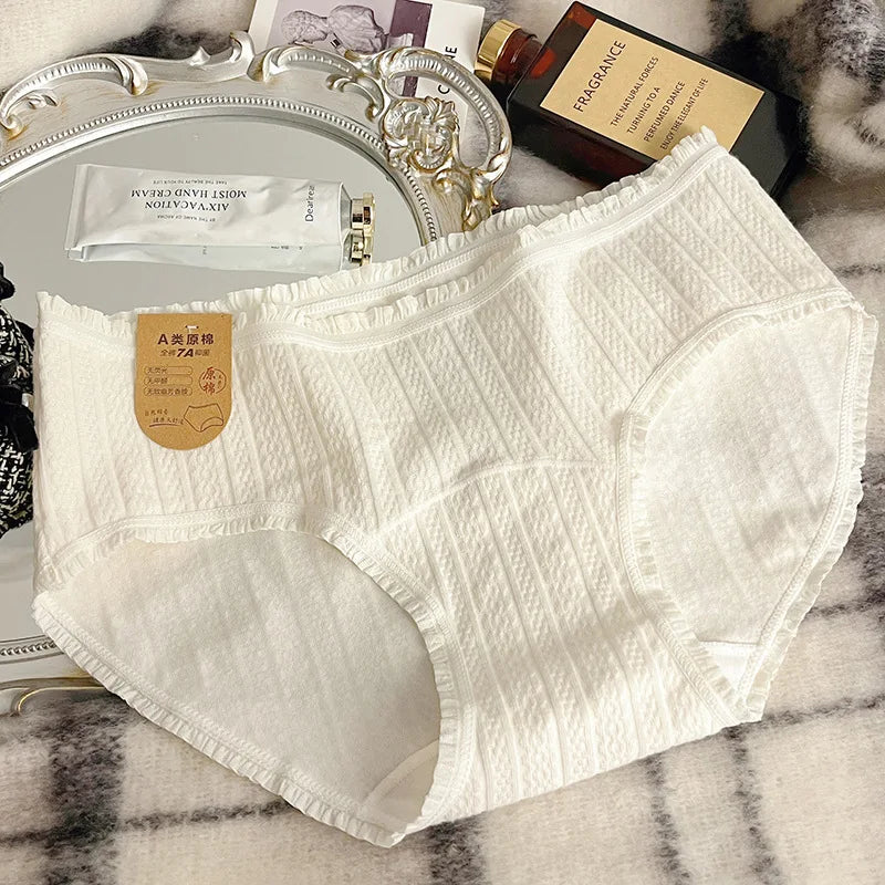 4-pack White Women's Underwear, A-class Pure Cotton Underwear, Extended 16cm A Antibacterial Cotton Crotch Girls' Triangle Pants