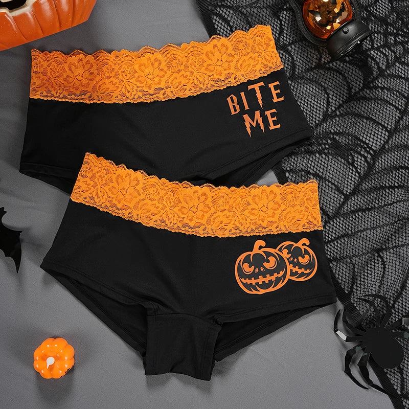High-Rise Halloween Lace Panties Bragas De Cintura Alta Brief Ropa Interior Femenina Bragas De Mujer Knickers Women Underwear