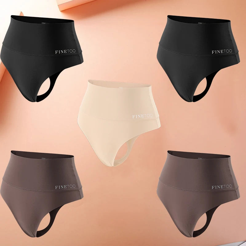 5Pcs Bodyshaper High Waist Seamless Thong Panties Underwear Anti-bacteria G-String Female Intimates Lingerie Shapewear Panties