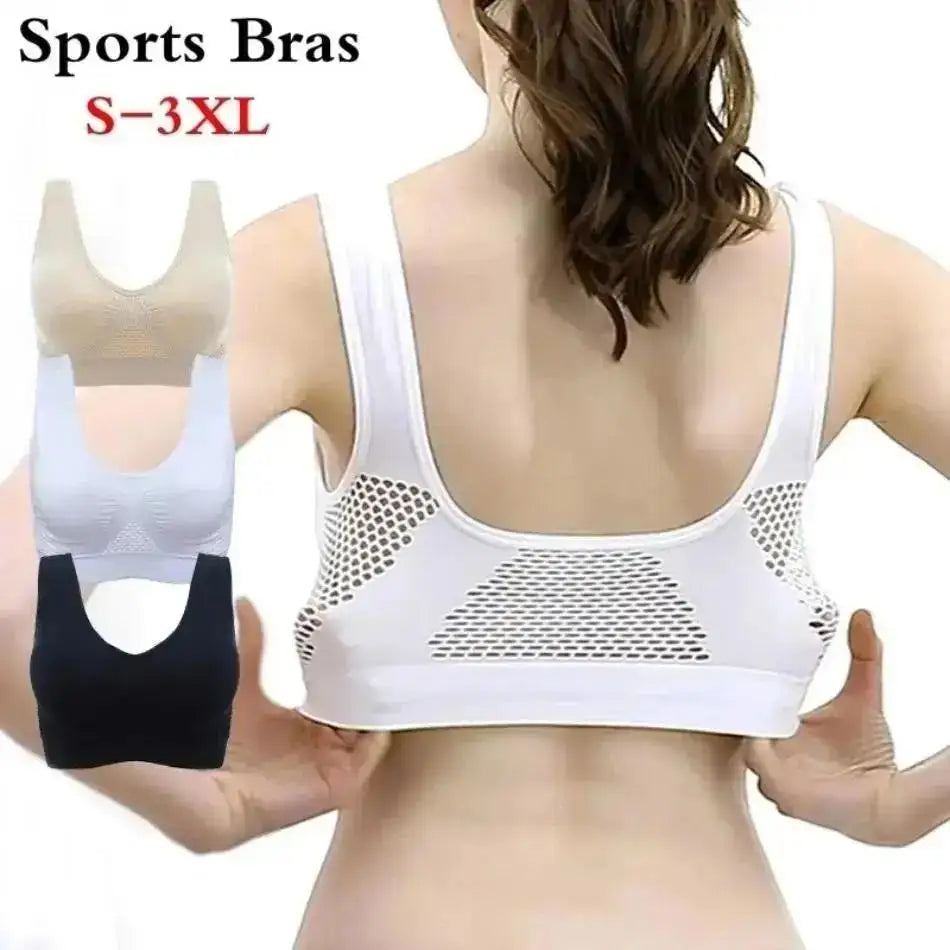 1 Pcs Women's Breathable Sports Vest Bra Sweat-absorbent Shockproof Pad Sports Top Track And Field Gym Running Fitness