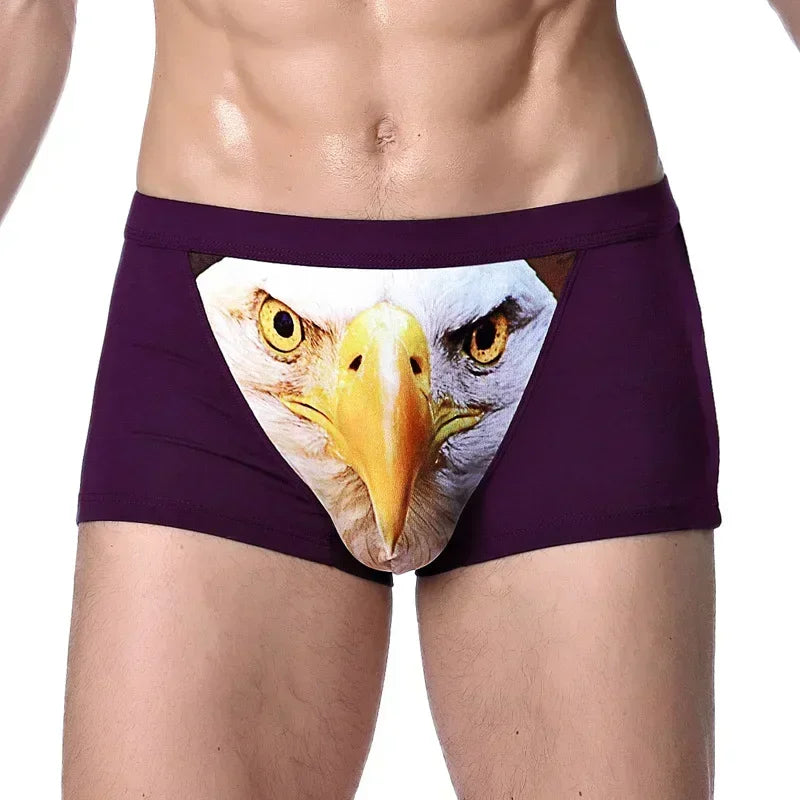 Boxer Men Underpants Modal Men's Wolf Panties Cartoon Animal Funny Boxers U Pouch Bulge Underwear Men  Lingerie Gift