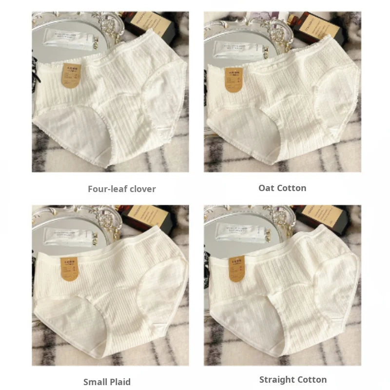 4-pack White Women's Underwear, A-class Pure Cotton Underwear, Extended 16cm A Antibacterial Cotton Crotch Girls' Triangle Pants