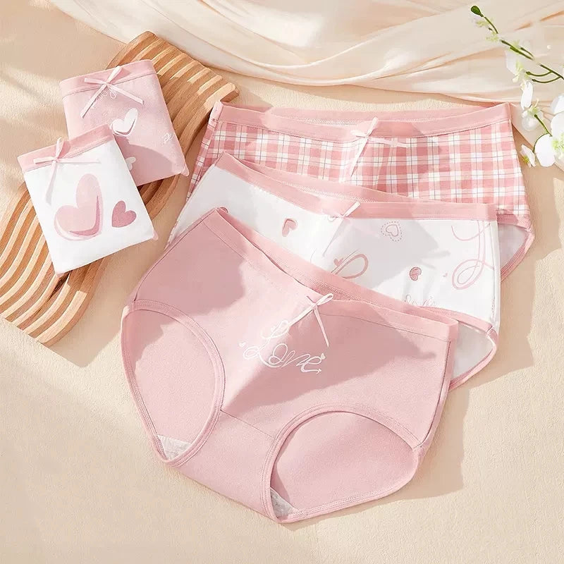 5Pcs Cute Print Young Girls Briefs Cotton Panties Women Breathable Underwear Sexy Low-Rise Ladies Underpants Female Lingerie