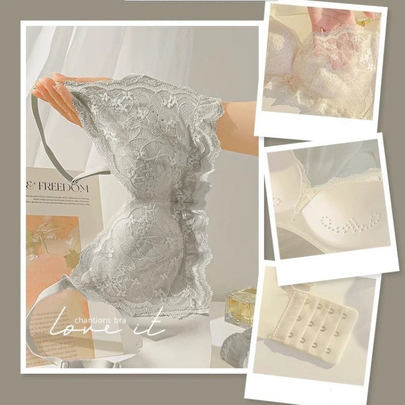 Underwear For Women In Summer, Thin, Large Breasts, Small Breasts, Gathered Summer, Thin, Breathable, Wire-free Sexy Lace Bra