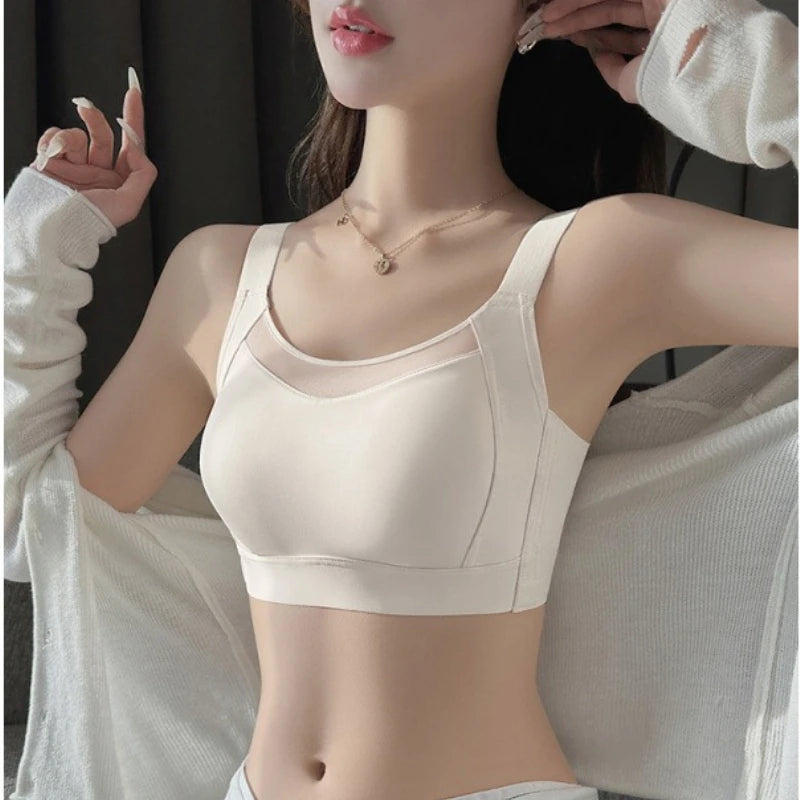 White Full Cup Minimizer Bra Seamless Side Control Anti-Sag Summer Ultra Thin Strapless Sport Everyday Bra for Women