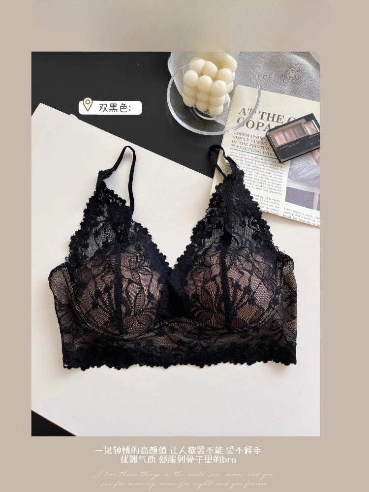 MOYISU Fancy Lace Innerwear Women Halter Neck Bra One Cup Design Back Beauty Comfort Support Elegant Wear Sale French Inspired