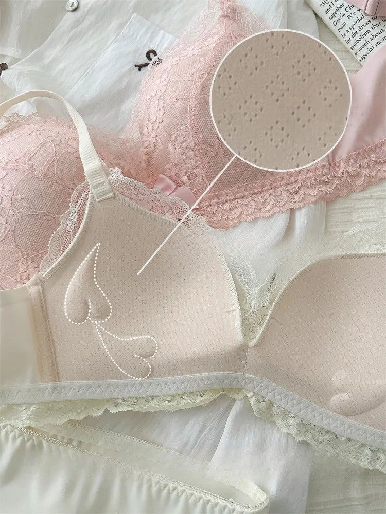 YUQI Lace Bra Set for Women - Push Up Bralette Small Chest Anti-Sagging Support, Sexy Lingerie to Display Large Pair  bra set
