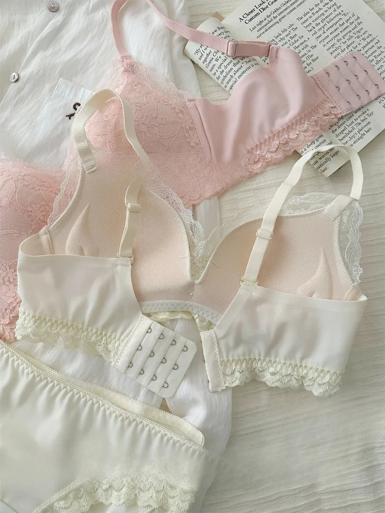 YUQI Lace Bra Set for Women - Push Up Bralette Small Chest Anti-Sagging Support, Sexy Lingerie to Display Large Pair  bra set