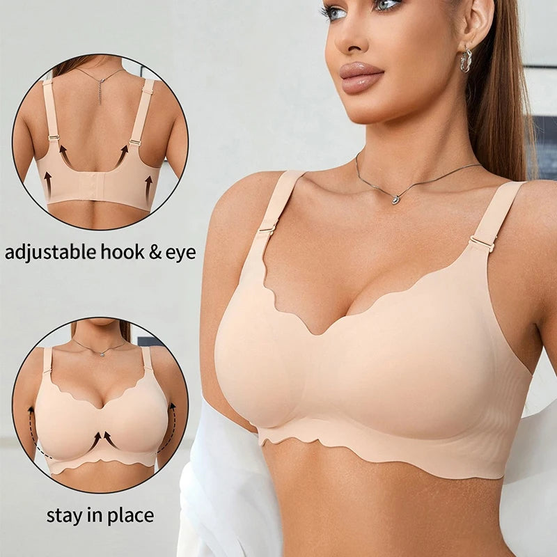 1Pc Sexy Women's Push Up Soft Bra Removable Padded Non Wired Bra Comfort Seamless Full Coverage Everyday Bra Underwear For Women