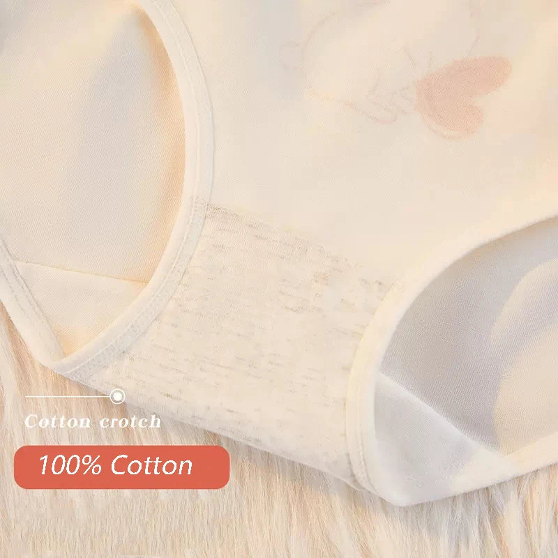 5Pcs Cute Print Young Girls Briefs Cotton Panties Women Breathable Underwear Sexy Low-Rise Ladies Underpants Female Lingerie