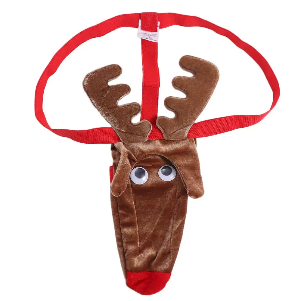 Cute Christmas Elephant Nose Thongs Reindeer Elk Men's Underwear Exposed Funny T Back Panties Male