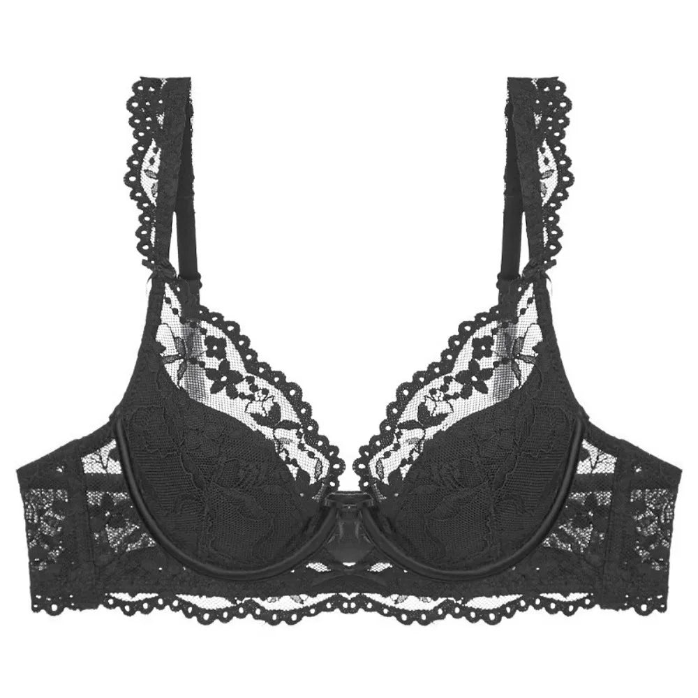 Sexy Lace Bow Thin Section Bra Small Breasts Gathered Collect Vice Breasts Comfortable Soft Steel Ring Anti-Sagging Bra Set