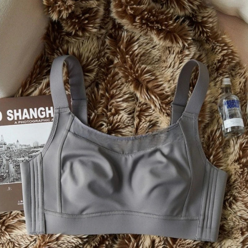 White Full Cup Minimizer Bra Seamless Side Control Anti-Sag Summer Ultra Thin Strapless Sport Everyday Bra for Women