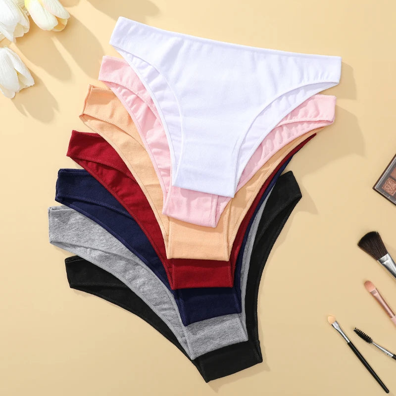 4PCS Women's Cotton Seamless Panties Sexy Low Waist Solid Color Underwear Female Breathable Briefs Soft Comfortable Lingerie New