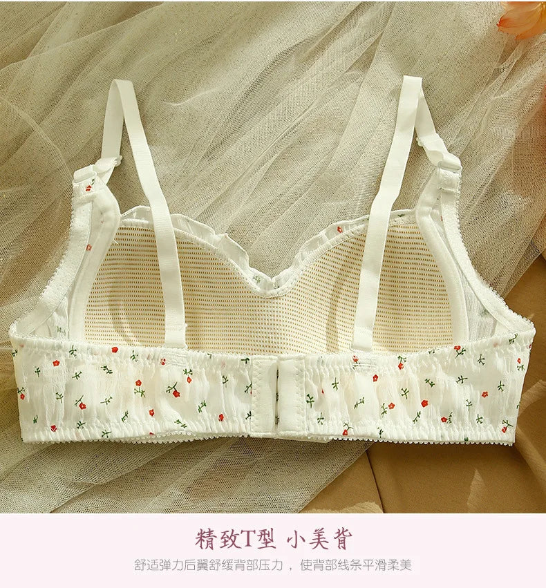 Japanese Sweet Cute Underwear Women Comfortable Small Breasts Gather Student Girls Thin Bra