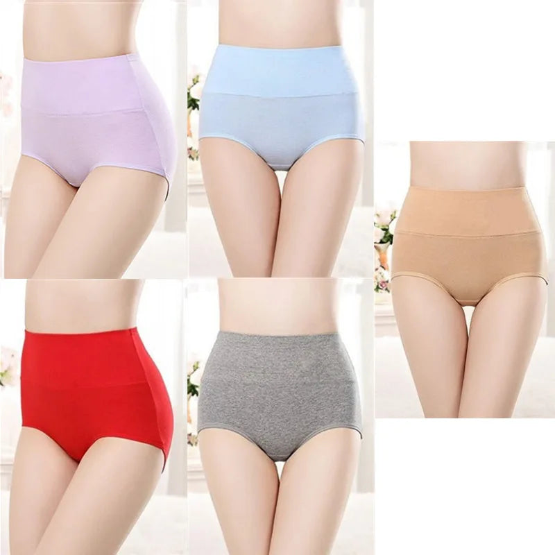 5PCS High Waist Cotton Panties Women Body Shaper Underwear Plus Size XL-4XL Fashion Girls Briefs Seamless Sexy Female Lingerie