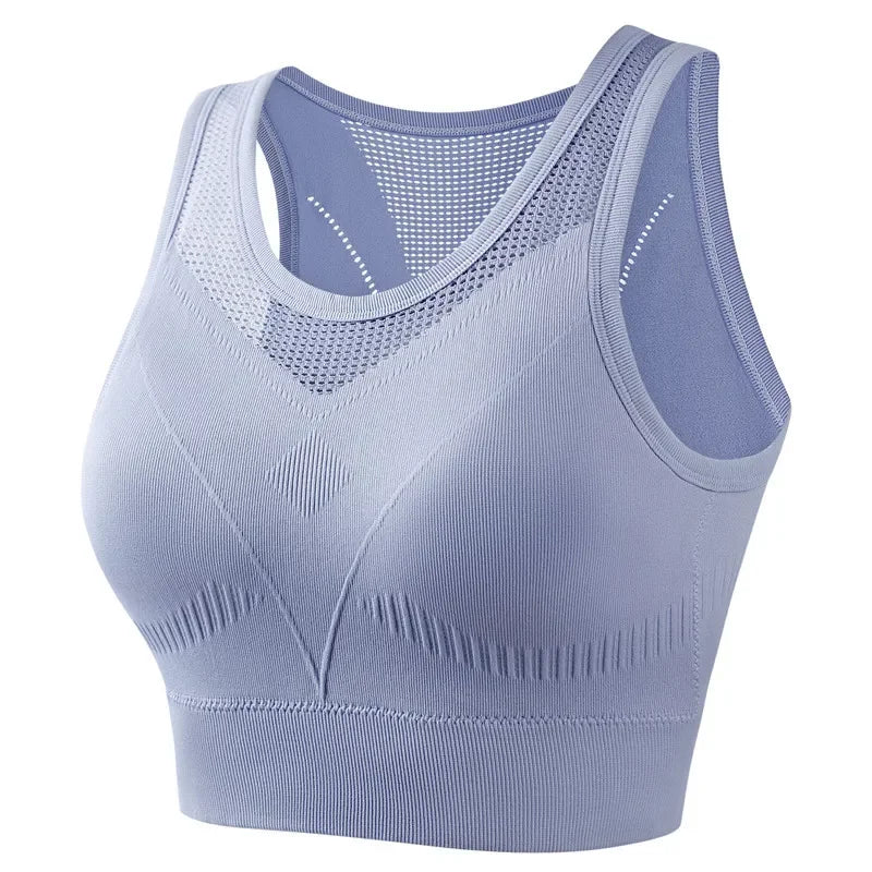Shockproof Wireless Bras For Women Running Vest Yoga Sports Underwear Push Up Bra Hold Together Breathable Hollow Intimates