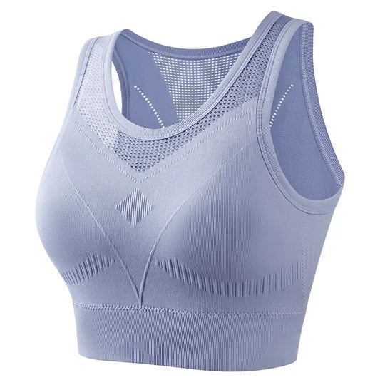 Shockproof Wireless Bras For Women Running Vest Yoga Sports Underwear Push Up Bra Hold Together Breathable Hollow Intimates