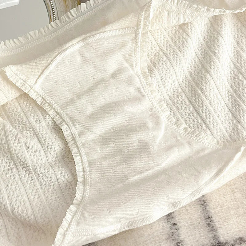 4-pack White Women's Underwear, A-class Pure Cotton Underwear, Extended 16cm A Antibacterial Cotton Crotch Girls' Triangle Pants