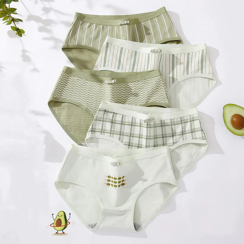 5Pcs Cute Print Young Girls Briefs Cotton Panties Women Breathable Underwear Sexy Low-Rise Ladies Underpants Female Lingerie