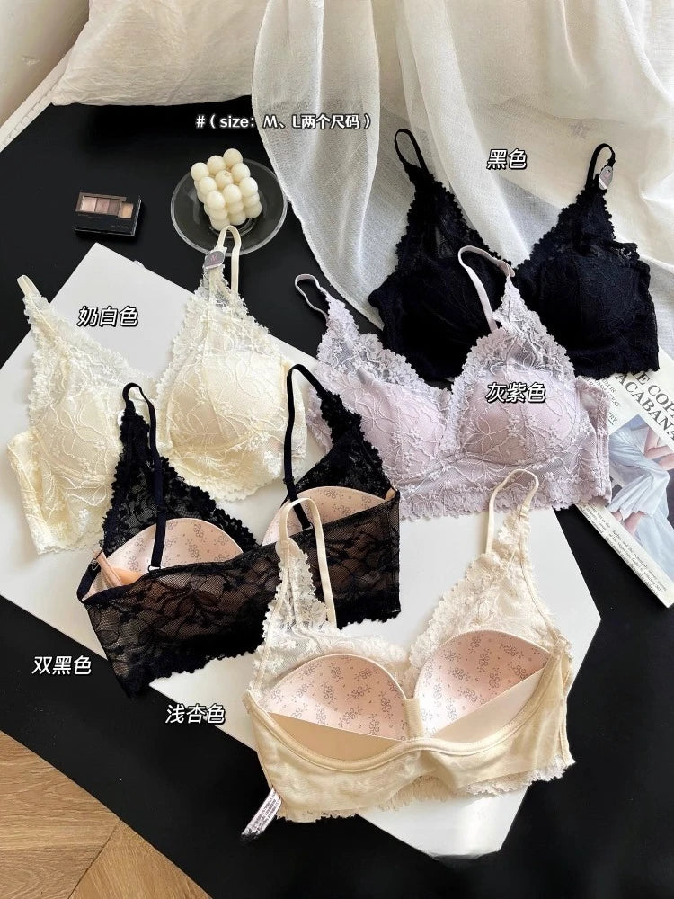 MOYISU Fancy Lace Innerwear Women Halter Neck Bra One Cup Design Back Beauty Comfort Support Elegant Wear Sale French Inspired