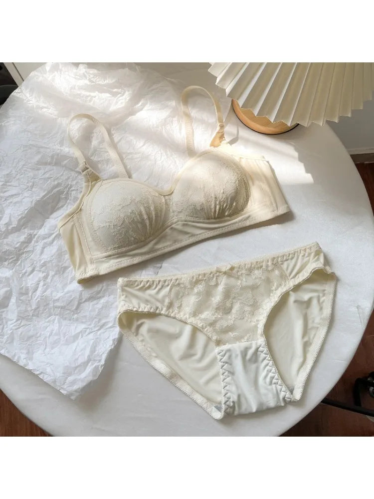 Sweet Japanese Bralette Set for Small Bust Wireless Comfort Bra Lightweight Cups Breathable Teen Lingerie Set AU Sizes MOYISU AB