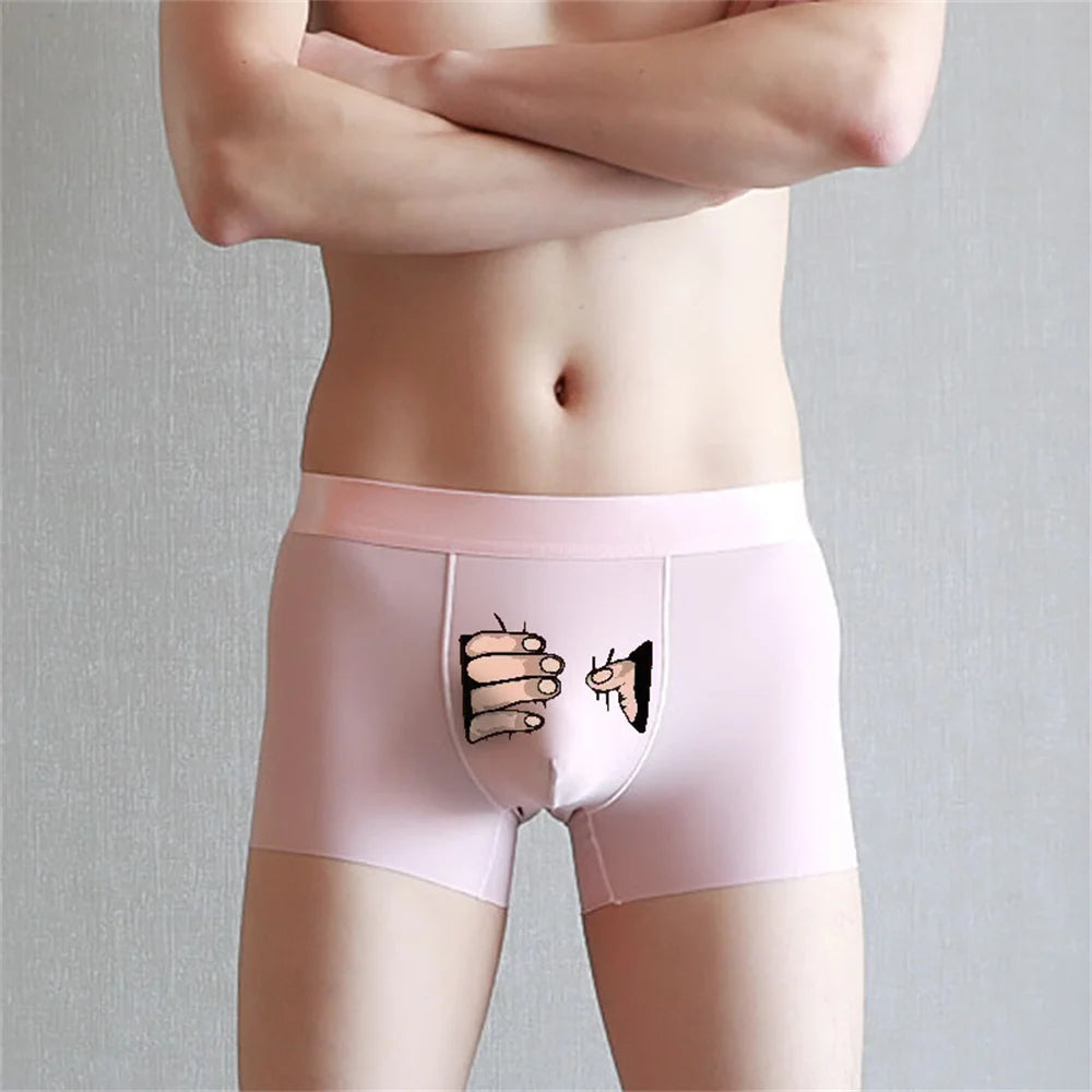 Funny Underwear Ice Silk Boxers for Men Shorts Cute Spoof Trunk Plus Size Male Panties Lovers fascinating Gift Boxer Men