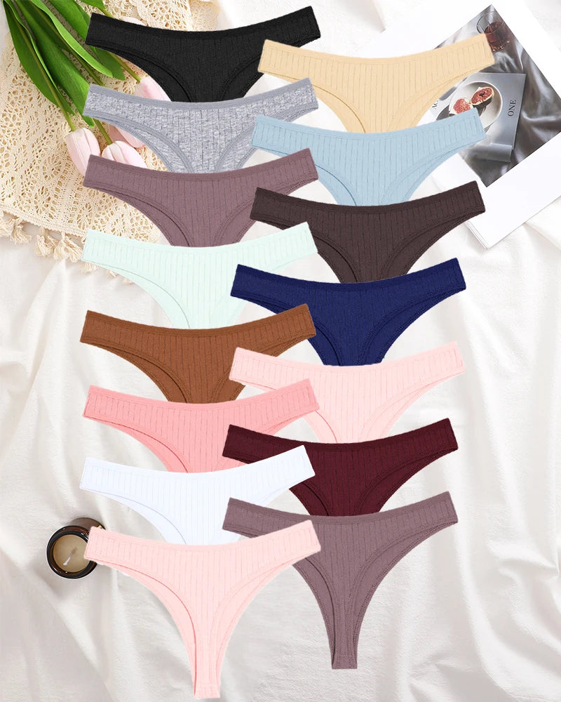 15Pcs Cotton Panties G-String Women Panties Sexy Underwear Female Lingerie Thong Briefs for Woman Solid Color Intimate Pantys