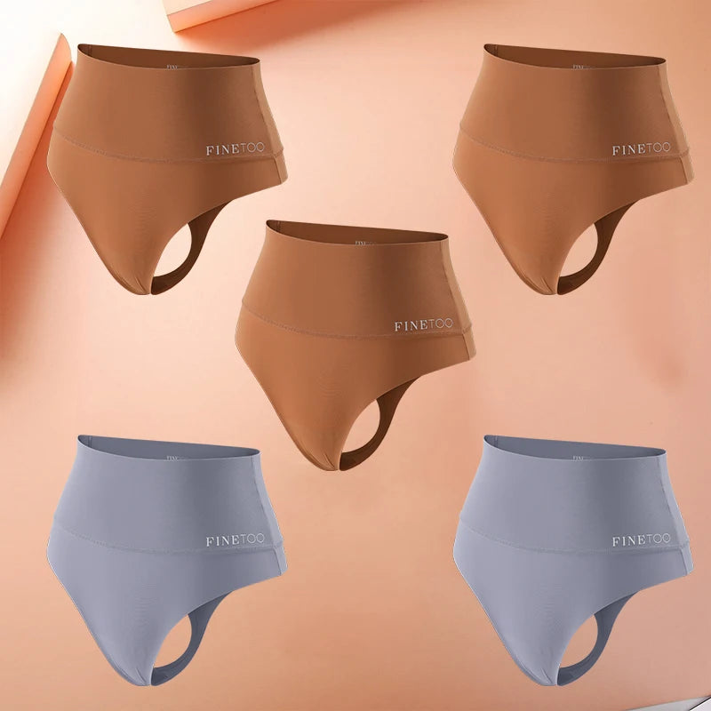 5Pcs Bodyshaper High Waist Seamless Thong Panties Underwear Anti-bacteria G-String Female Intimates Lingerie Shapewear Panties