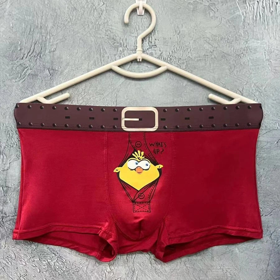 Fashion Mens Underwear Novelty Cartoon Modal Men Underpants Funny Bird Men's Boxer Briefs Breathable Soft Print Boxers Man