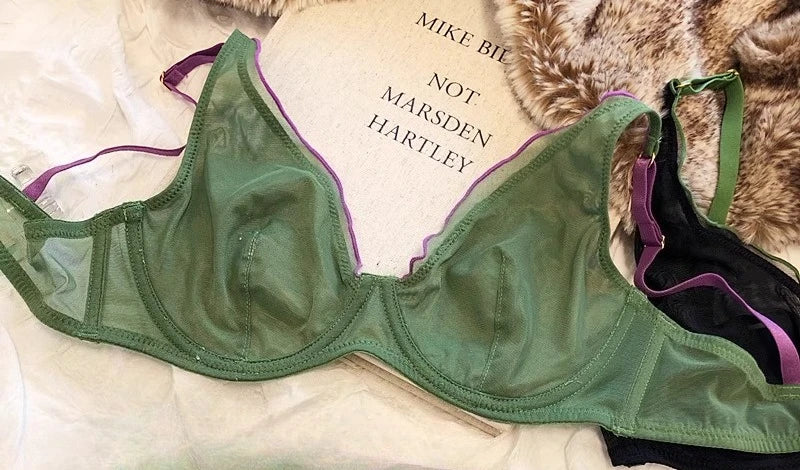 Elegant French Design Minimizer Bra Fashion Triangle Cups Structural Support Mesh Lingerie Set 32-40 MOYISU Sexy Panty Tushy Set