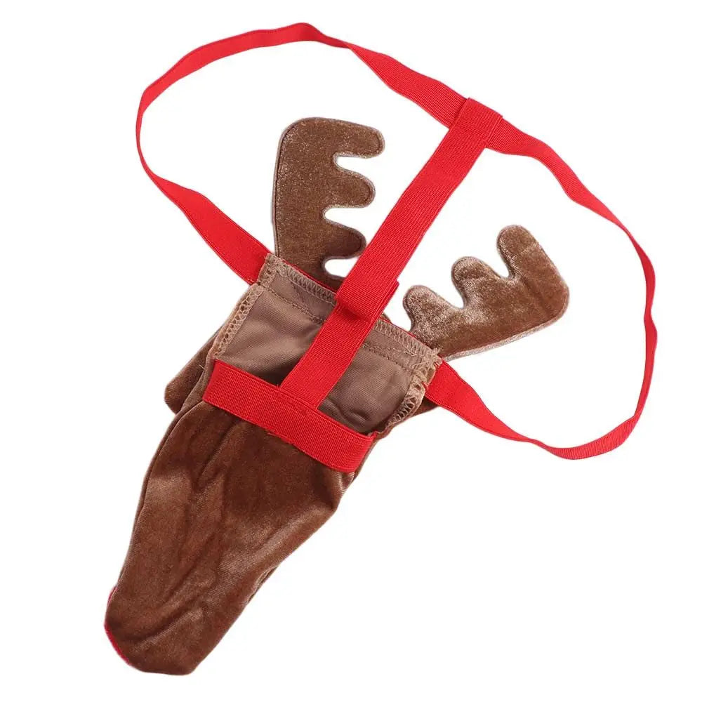 Cute Christmas Elephant Nose Thongs Reindeer Elk Men's Underwear Exposed Funny T Back Panties Male