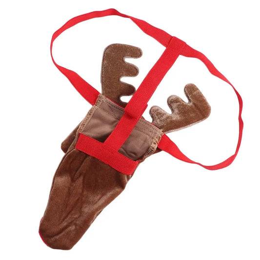 Cute Christmas Elephant Nose Thongs Reindeer Elk Men's Underwear Exposed Funny T Back Panties Male