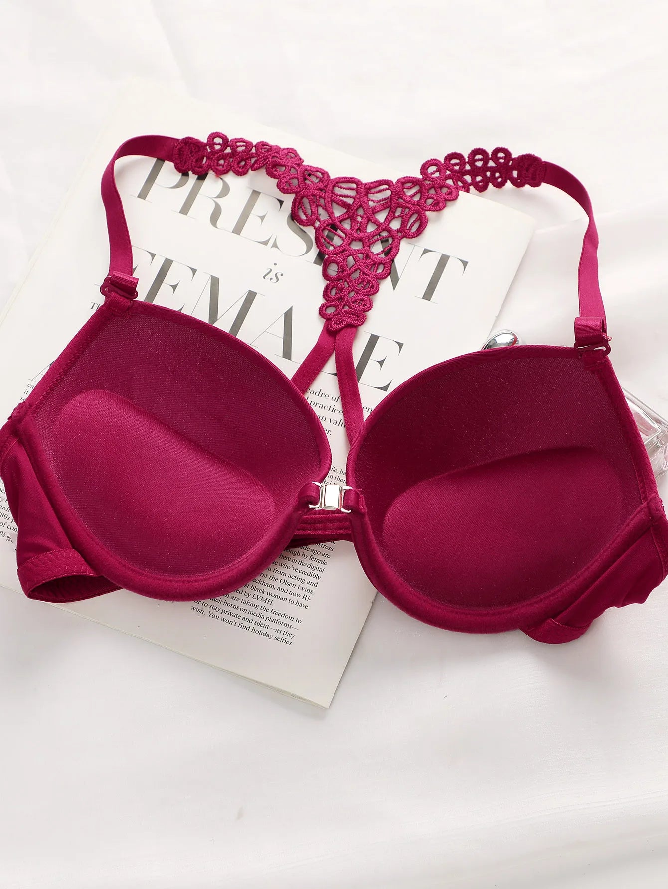 Women's sexy lingerie set with front buckle and steel ring gathered push up bra seamless underwear and lingerie set A2128