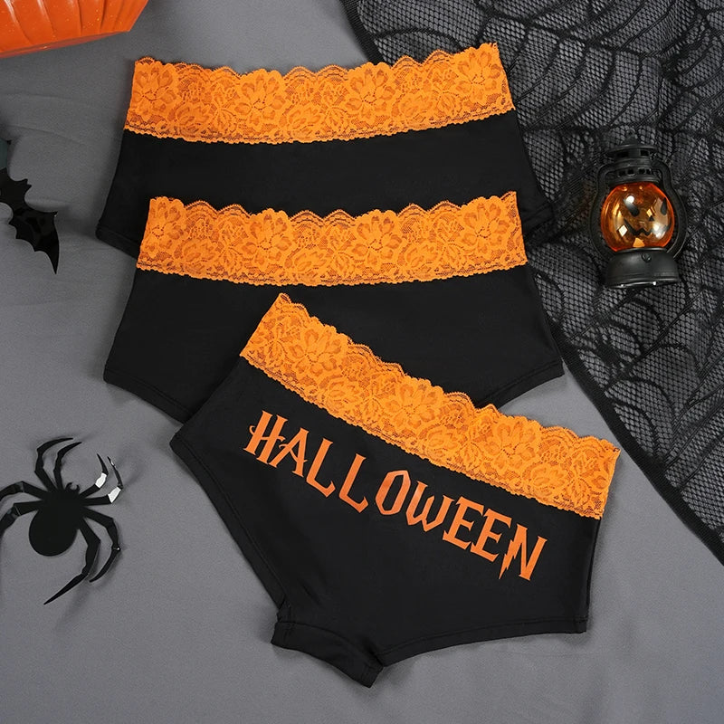 High-Rise Halloween Lace Panties Bragas De Cintura Alta Brief Ropa Interior Femenina Bragas De Mujer Knickers Women Underwear